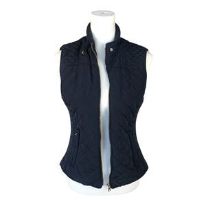 Zara Diamond Quilted‎ Navy Fitted Full Zip Sleeveless Lightweight Women's Vest M
